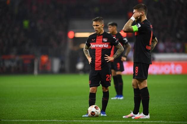 LEVERKUSEN, GERMANY - 26.10.23: Alex Grimaldo, The match of match UEFA Europa League Bayer 04 Leverkusen vs Qarabag FK at Bayarena  Copyright: xVITALIIxKLIUIEVx