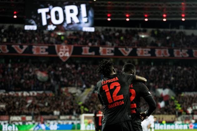 UEFA Europa League, Bayer 04 Leverkusen Qarabag Agdam 26 10 2023 Cheers for 3 1 by Victor Boniface Bayer 04 Leverkusen, 22 UEFA Europa League, Bayer 04 Leverkusen Qarabag Agdam, BayArena Leverkusen on 26 10 2023 Copyright: xBEAUTIFULxSPORTS Wunderlx
