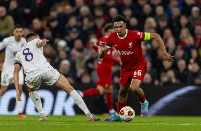 Football - UEFA Europa League - Group E - Liverpool FC v Toulouse FC LIVERPOOL, ENGLAND - Thursday, October 26, 2023: Liverpool s Trent Alexander-Arnold during the UEFA Europa League Group E matchday 3 game between Liverpool FC and Toulouse FC at Anfield. (Photo by David Rawcliffe Propaganda) LIVERPOOL Anfield MERSEYSIDE ENGLAND  Copyright: xDavidxRawcliffex P2023-10-26-Liverpool_Toulouse-46