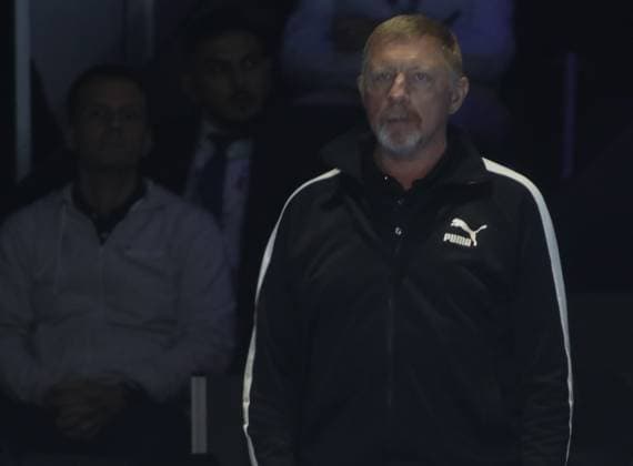 SWISS INDOORS 2023 PHOTOPQR L ALSACE Vincent VOEGTLIN ; Bâle ; 26 10 2023 ; L entraineur et ancien professionnel Boris Becker lors des Swiss Indoors 2023, à Bâle le 24 octobre 2023. OCT 26TH SWISS INDOORS Bâle France  Copyright: xPHOTOPQR L ALSACE MAXPPPxVincentxVOEGTLINx 20231026ALS8116 20231026ALS8116