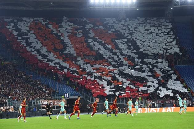 Soccer, Europa League match AS Roma v Slavia Praga Slavia Praga fans during the Uefa Europa League match AS Roma v Slavia Praga at Olimpico stadium in Rome, Italy, 26th October 2023. Imago-Images Emmefoto Copyright: xImago-Images Emmefotox