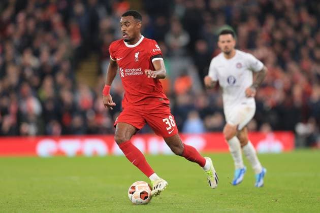 Liverpool gegen Toulouse 26. Oktober 2023, Liverpool UEFA Europa League Fußball Gruppe E Liverpool gegen Toulouse Ryan Gravenberch von Liverpool Foto von Daniel Chesterton Liverpool UK  Copyright: xDanielxChestertonxOffside