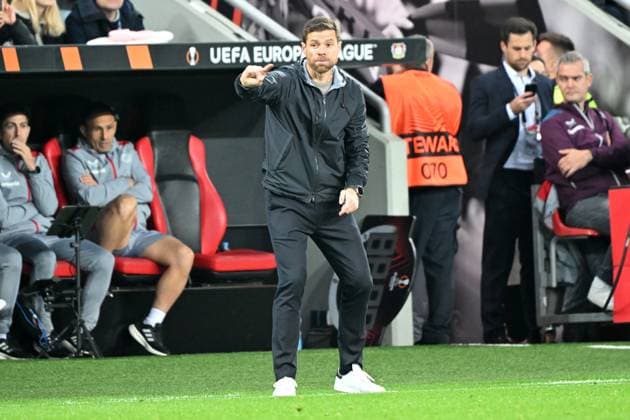 Leverkusen, Bayarena, 26 10 23, GER, Men, UEFA Europa League, 2023 2024 season, Bayer 04 Leverkusen Qarabag Agdam image coach Xabi ALONSO Leverkusen Only for editorial use UEFA regulations prohibit any use of photographs as image sequences and or quasi video Nordrhein Westfalen Germany