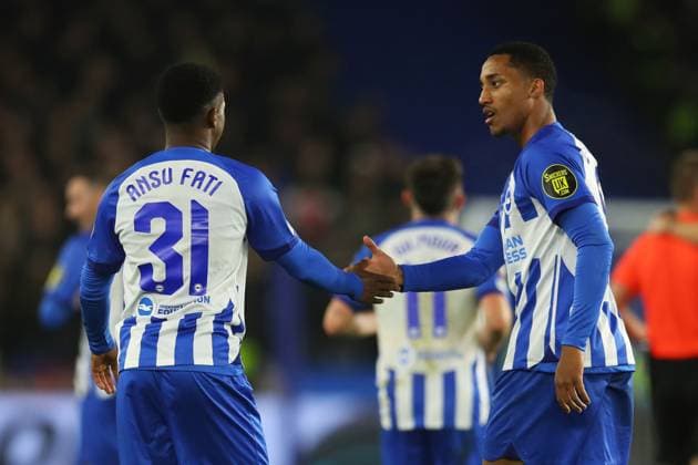Brighton & Hove Albion v Ajax, Brighton, UK - 26 Oct 2023 Goal celebrations for Ansu Fati of Brighton & Hove Albion during the Europa League match between Brighton & Hove Albion and Ajax at The Amex, Brighton on 26 October 2023 ( Brighton The Amex Brighton England Copyright: xMicahxCrook PPAUKx PPA-064214