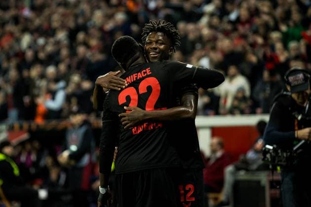 UEFA Europa League, Bayer 04 Leverkusen Qarabag Agdam 26 10 2023 Cheers to 5 1 by Edmond Tapsoba Bayer 04 Leverkusen, 12 UEFA Europa League, Bayer 04 Leverkusen Qarabag Agdam, BayArena Leverkusen on 26 10 2023 Copyright: xBEAUTIFULxSPORTS Wunderlx