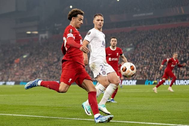 Liverpool v Toulouse Europa League 26 10 2023. Liverpool midfielder Curtis Jones (17) during the Europa League match between Liverpool and Toulouse at Anfield, Liverpool, England on 26 October 2023. Editorial use only , Copyright: xIanxStephenx PSI-18281-0032
