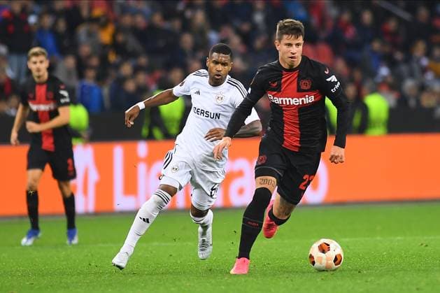 LEVERKUSEN, GERMANY - 26.10.23: Adam Hlozek The match of match UEFA Europa League Bayer 04 Leverkusen vs Qarabag FK at Bayarena  Copyright: xVITALIIxKLIUIEVx