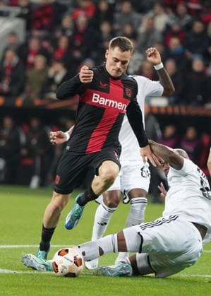 Football, UEFA Europa League 2023 2024, Group Stage , Group H, Matchday 3, Bayer 04 Leverkusen FK Qarabag Agdam 26 10 2023, Bayarena Leverkusen, Florian Wirtz Bayer 04 Leverkusen, Kevin Madina, Qarabag