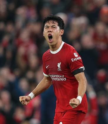 . - Liverpool v Toulouse, UEFA Europa League - Group E, Anfield Stadium, Liverpool, UK. - 26th October 2023. GOAL 2-0, Wataru Endo of Liverpool goal celebration. - Liverpool v Toulouse, UEFA Europa League - Group E, Anfield Stadium, Liverpool, UK. - 26th October 2023. Liverpool Anfield Stadium UK Copyright: xDanxWeirx CP_Liverpool_Toulouse_02