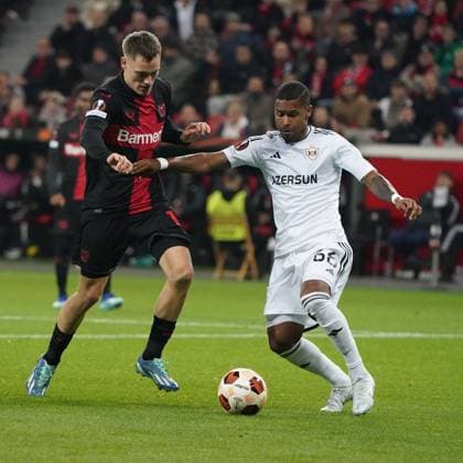 Football, UEFA Europa League 2023 2024, Group Stage , Group H, Matchday 3, Bayer 04 Leverkusen FK Qarabag Agdam 26 10 2023, Bayarena Leverkusen, Florian Wirtz Bayer 04 Leverkusen,Patrick Anndrade FK Qarabag
