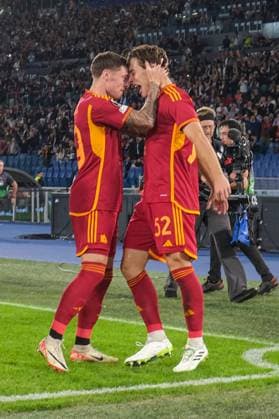RomaÃ¢& x80;& x99;s Italian midfielder Edoardo Bove celebrates after scoring a goal during UEFA Europa League Group G match between AS Roma and Sportovni Klub Slavia Praha at Olimpico stadium on October 26, 2023 in Rome, Italy.  Copyright: xAntonioxBalasco IPAxSportx xipa-x xx IPA_41236215 IPA_IPA41236215