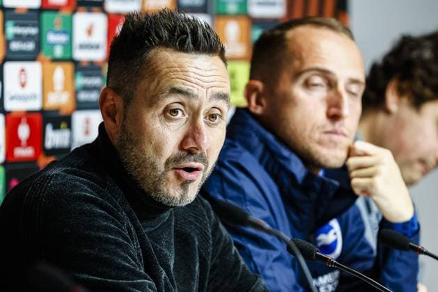 BRIGHTON - 26-10-2023, American Express stadium. Football, Europa League, season 2023-2024. Brighton - Ajax. Brighton trainer Roberto de Zerbi, press conference, PK, Pressekonferenz after the match. Final score 2-0. Brighton - Ajax  x22911694x Copyright: