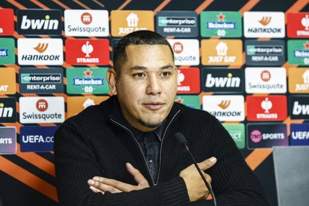 BRIGHTON - 26-10-2023, American Express stadium. Football, Europa League, season 2023-2024. Brighton - Ajax. Ajax trainer Hedwiges Maduro, press conference, PK, Pressekonferenz after the match. Final score 2-0. Brighton - Ajax  x22911697x Copyright: