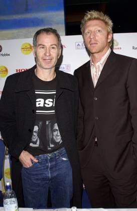 THE HONDA CHALLENGE JOHN MCENROE and BORIS BECKER at a press conference, PK, Pressekonferenz for The HONDA CHALLENGE tennis tournament to held at the Royal Albert Hall from the 3rd December to the 7th December 2003., Credit:Photoshot Avalon United Kingdom  Copyright: xPhotoshotx xAvalonx 0504328769