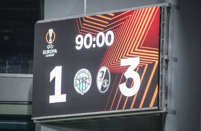 TSC Backa Topola SC Freiburg Score after 90 minutes 26 10 2023 Serbia Football Uefa Europa League, TSC Backa Topola SC Freiburg, Group Stage, Group A, Matchday 3, TSC Arena