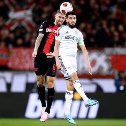 ANDRICH Robert Kapitaen Team Bayer 04 Leverkusen ZOUBIR Abdelleh UEFA EUROPA LEAGUE Season 2023 2024 Match Bayer 04 Leverkusen Qarabag 5 1 on 26 10 2023 in Leverkusen DFL REGULATIONS PROHIBIT ANY USE OF PHOTOGRAPHS as IMAGE SEQUENCES and or QUASI VIDEO Copyright: xLacixPerenyix