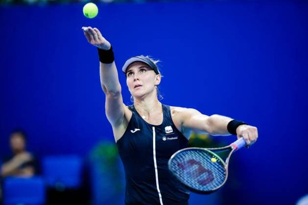 ZHUHAI, CHINA - OCTOBER 27: Beatriz Haddad Maia of Brazil serves in the Women s Singles match against Caroline Garcia of France on day seven of WTA, Tennis Damen Elite Trophy Zhuhai 2023 in October 27, 2023 in Zhuhai, Guagdong Province of China.  Copyright: xVCGx 111461455737