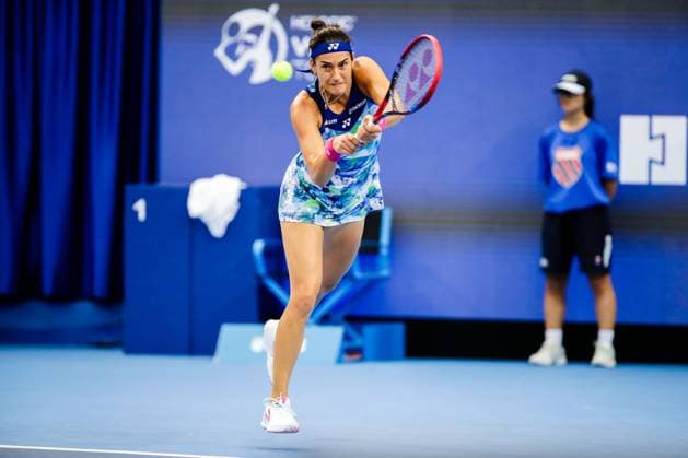 ZHUHAI, CHINA - OCTOBER 27: Caroline Garcia of France returns a shot in the Women s Singles match against Beatriz Haddad Maia of Brazil on day seven of WTA, Tennis Damen Elite Trophy Zhuhai 2023 in October 27, 2023 in Zhuhai, Guagdong Province of China.  Copyright: xVCGx 111461455818