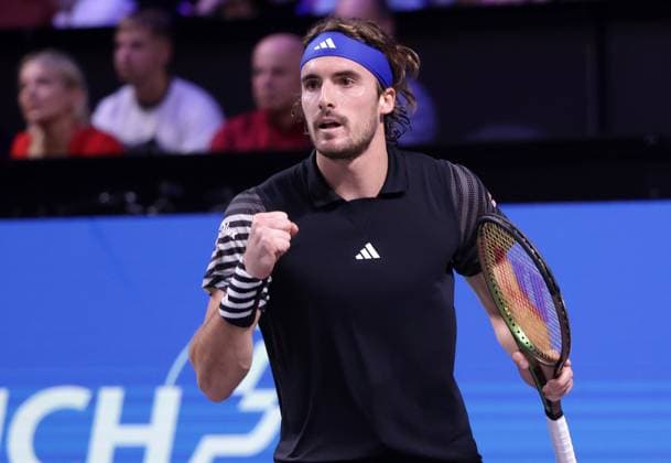 TENNIS - ATP, Tennis Herren Erste Bank Open VIENNA,AUSTRIA,27.OCT.23 - TENNIS - ATP World Tour, Erste Bank Open. Image shows the rejoicing of Stefanos Tsitsipas (GRE).  GEPAxpictures xWalterxLuger
