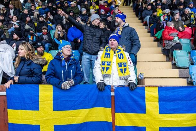 231028 Spectators during the IFAF European Championship Bronze Medal Game between Sweden and Italy on October 28, 2023 in Gothenburg Photo Michael Erichsen BILDBYRAN COP 89 MI0562 american football sweden italy ifaf european championship bronze medal game bbeng sweden sverige italy italia italien publik  Copyright: MICHAELxERICHSEN BB231028MI009