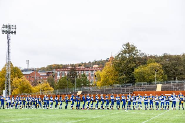 231028 Players of Sweden ahead of the IFAF European Championship Bronze Medal Game between Sweden and Italy on October 28, 2023 in Gothenburg Photo Michael Erichsen BILDBYRAN COP 89 MI0562 american football sweden italy ifaf european championship bronze medal game bbeng sweden sverige italy italia italien  Copyright: MICHAELxERICHSEN BB231028MI011