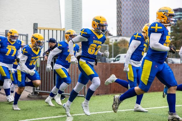 231028 Players of Sweden ahead of the IFAF European Championship Bronze Medal Game between Sweden and Italy on October 28, 2023 in Gothenburg Photo Michael Erichsen BILDBYRAN COP 89 MI0562 american football sweden italy ifaf european championship bronze medal game bbeng sweden sverige italy italia italien  Copyright: MICHAELxERICHSEN BB231028MI014