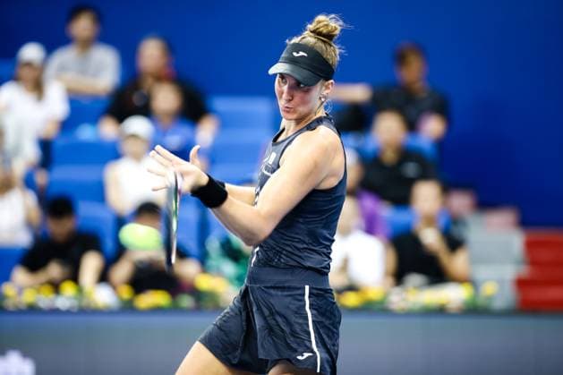 ZHUHAI, CHINA - OCTOBER 28: Beatriz Haddad Maia of Brazil returns a shot in the Women s Singles semi-final match against Daria Kasatkina of Russia on day five of WTA, Tennis Damen Elite Trophy Zhuhai 2023 at Hengqin International Tennis Center on October 28, 2023 in Zhuhai, Guagdong Province of China.  Copyright: xVCGx 111461604718