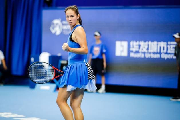 ZHUHAI, CHINA - OCTOBER 28: Daria Kasatkina of Russia reacts in the Women s Singles semi-final match against Beatriz Haddad Maia of Brazil on day five of WTA, Tennis Damen Elite Trophy Zhuhai 2023 at Hengqin International Tennis Center on October 28, 2023 in Zhuhai, Guagdong Province of China.  Copyright: xVCGx 111461604737