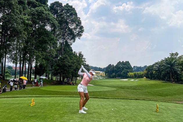 KUALA LUMPUR, MALAYSIA - OCTOBER 28: Emily Kristine Pedersen of Denmark play a shot during the third round of the 2023 LPGA, Golf Damen Maybank Championship on October 28, 2023, at Kuala Lumpur Golf and Country Club in Kuala Lumpur, Malaysia. (Photo by Hazrin Yeob Men Shah Icon Sportswire) GOLF: OCT 28 Maybank Championship EDITORIAL USE ONLY Icon3782310281003