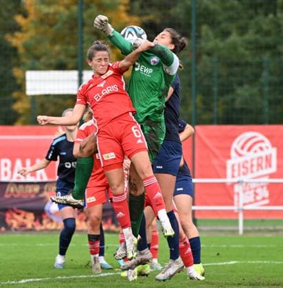Football, women, Regionalliga Nordost, season 2023 2024 9 matchday, home turned , 1 FC Union Berlin 1 FFC Turbine Potsdam II, v l Celine Frank 1 women 1 FC Union , goalkeeper Laura Nadine Droz Turbine , 29 10 2023, Copyright: xMatthiasxKochx
