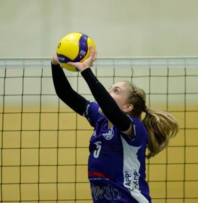 Volleyball Hesse 2 Bundesliga South Women 29 10 2023 TG Bad Soden ws VC Wiesbaden II red v l Chiara Fach TG Bad Soden No 5 Sport TG Bad Soden VC Wiesbaden II