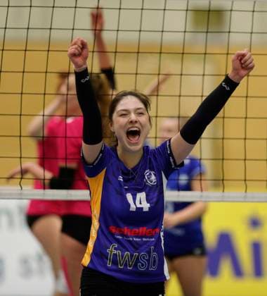 Volleyball Hesse 2 Bundesliga South Women 29 10 2023 TG Bad Soden ws VC Wiesbaden II red v l Anna Koptyeva TG Bad Soden Nr 14 Sport TG Bad Soden VC Wiesbaden II