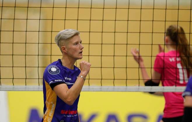 Volleyball Hesse 2 Bundesliga South Women 29 10 2023 TG Bad Soden ws VC Wiesbaden II red v l Pamela Blazek TG Bad Soden Nr 6 Sport TG Bad Soden VC Wiesbaden II