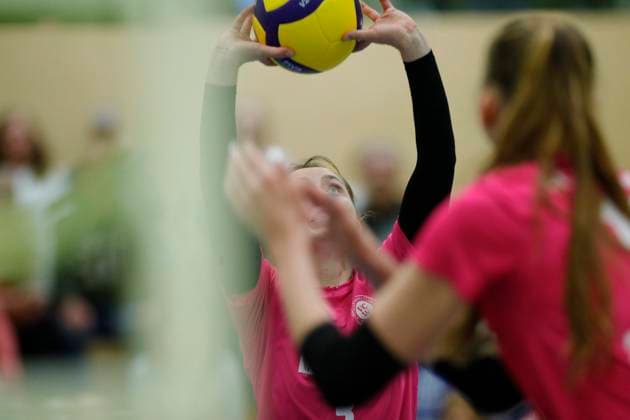 Volleyball Hesse 2 Bundesliga South Women 29 10 2023 TG Bad Soden ws VC Wiesbaden II red v l Pauline Schultz VC Wiesbaden No 3 Sport TG Bad Soden VC Wiesbaden II
