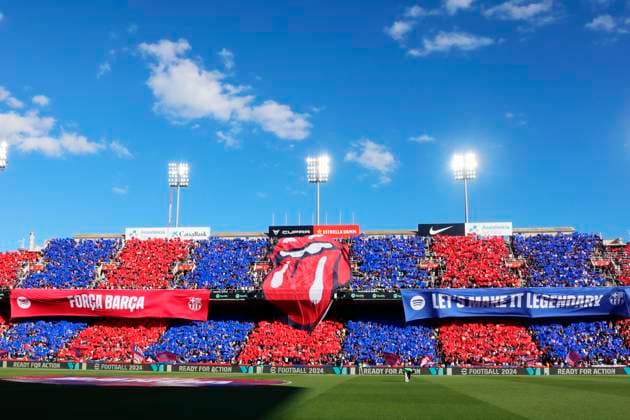 Barcelona fans, The Rolling Stones (Barcelona), OCTOBER 28, 2023 - Football Soccer : Spanish La Liga EA Sports match between FC Barcelona, Barca 1-2 Real Madrid at the Estadi Olimpic Lluis Companys in Barcelona, Spain. Noxthirdxpartyxsales  (233974196)