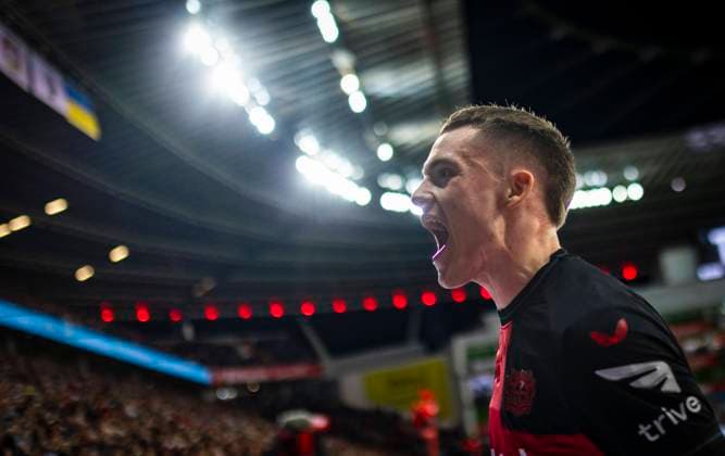 Leverkusen, Germany. 29th Oct 2023. Torjubel: Florian Wirtz (Leverkusen) Bayer Leverkusen - SC Freiburg 29.10.2023 *** Leverkusen, Germany 29th Oct 2023 goal celebration Florian Wirtz Leverkusen Bayer Leverkusen SC Freiburg 29 10 2023