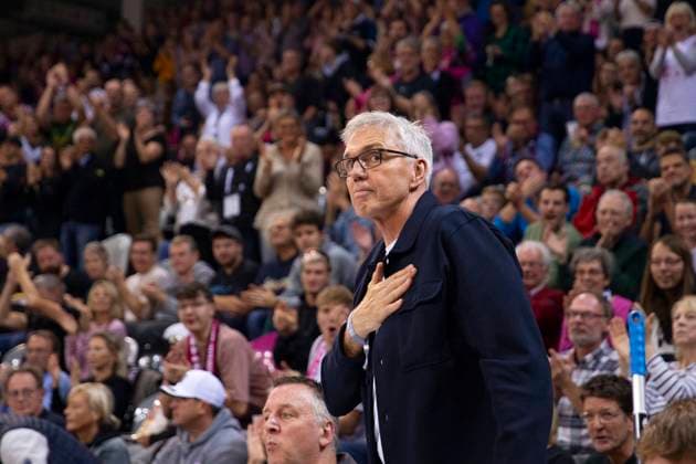 National coach Gordon HERBERT GER, mi guest at the game in Bonn portrait, looking at the camera final score 90 68, Basketball 1 Bundesliga Telekom Baskets Bonn HAKRO Merlins Crailsheim BON vs CRA 5 match day, in T E L E C O M D O M E, on 29 10 2023 Â