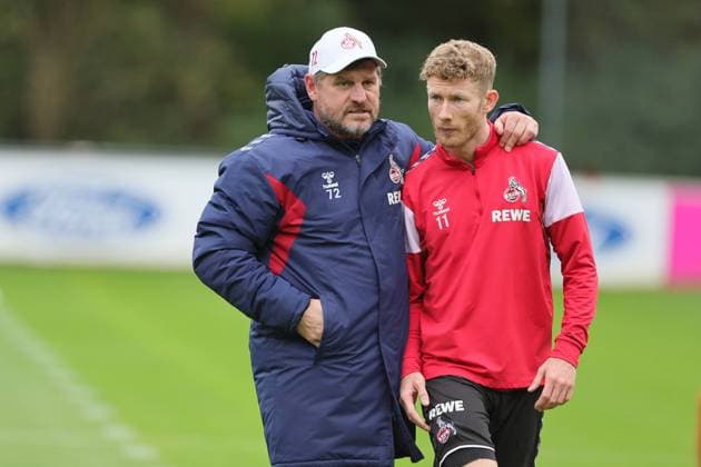 1 FC Cologne, training, from left Steffen Baumgart, Florian Kainz 1 FC Cologne 30 10 2023, picture