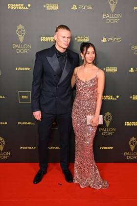 Erling Haaland et Isabel Haugseng Johansen FOOTBALL : Ballon d Or 2023 - Paris - 30 10 2023 FedericoPestellini Panoramic 
