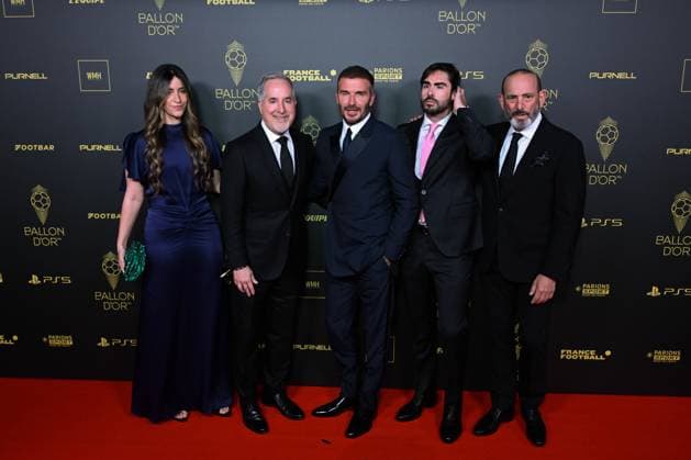 Jorge Mas Santos - David Beckham - Jose Mas et guests FOOTBALL : Ballon d Or 2023 - Paris - 30 10 2023 FedericoPestellini Panoramic 