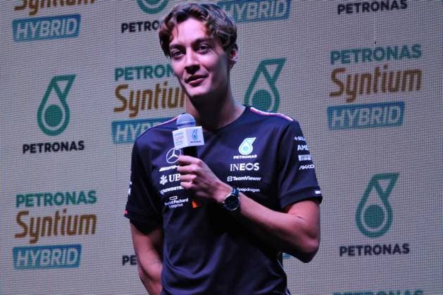 RECORD DATE NOT STATED Collective of Mercedes-AMG drivers Lewis Hamilton and George Russell Sao Paulo, 01 11 2023 - ESPORTES FORMULA1 MERCEDES - Formula 1 drivers Lewis Hamilton and George Russel participated in a press conference, PK, Pressekonferenz promoted by Petronas at Palacio Tangara, south of Sao Paulo (Foto: Leandro Chemalle Thenews2 imago images) SPO  Copyright: xLeandroxChemallex
