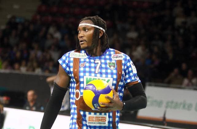 Magloire MAYAULA Herrsching GER , He Volleyballl, Bundesliga 20223 24, WWK Volleys Herrsching vs SVG Lueneburg, 01 11 23, BMW Park Munich, Copyright: WolfgangxFehrmann