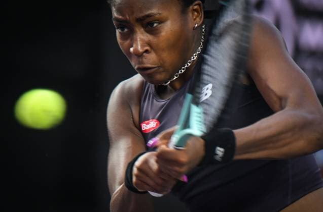 2023 WTA, Tennis Damen Finals - Day 4 CANCUN, MEXICO - NOVEMBER 1: Coco Gauff of the USA during her match against Poland s Iga Swiatek, on Day 4 of the GNP Seguros WTA Finals Cancun 2023 part of the Hologic WTA Tour, on November 1, 2023, in Cancun, Quintana Roo, Mexico. Cancun Mexico  Copyright: xArturxWidakx originalFilename:widak-2023wtaf231101_nphxf.jpg