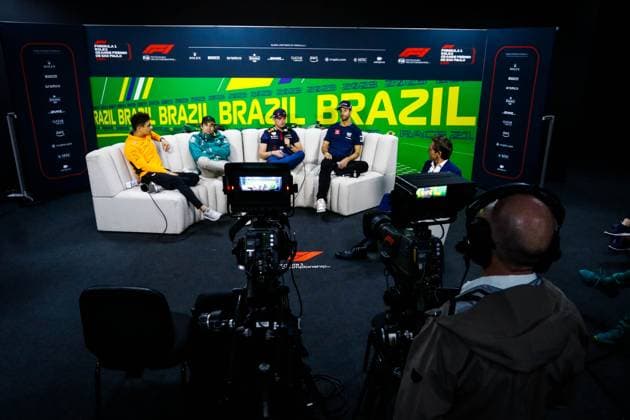 Entrevista coletiva pilotos GP Brasil F1 SÃO PAULO, SP - 02.11.2023: ENTREVISTA COLETIVA PILOTOS GP BRASIL F1 - Drivers hold a press conference, PK, Pressekonferenz to talk about expectations for the Formula 1 Rolex Grand Prix of São Paulo 2023, this Thursday afternoon (02), at the Interlagos race track, south of the capital. (Photo: Aloisio Mauricio Fotoarena) x2455921x  AloisioxMauricio