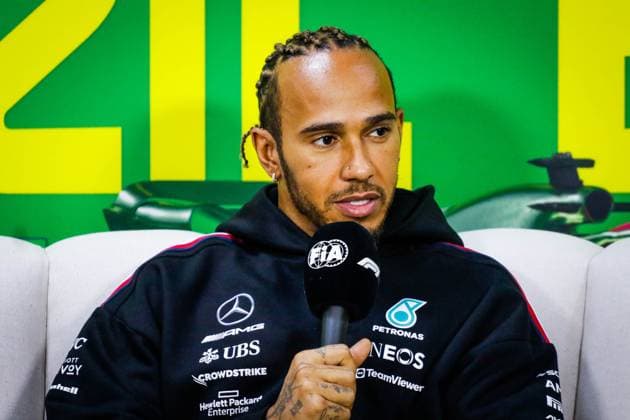 Entrevista coletiva pilotos GP Brasil F1 SÃO PAULO, SP - 02.11.2023: ENTREVISTA COLETIVA PILOTOS GP BRASIL F1 - Drivers hold a press conference, PK, Pressekonferenz to talk about expectations for the Formula 1 Rolex Grand Prix of São Paulo 2023, this Thursday afternoon (02), at the Interlagos race track, south of the capital. In the photo, Lewis Hamilton 44, MERCEDES. (Photo: Aloisio Mauricio Fotoarena) x2455956x  AloisioxMauricio