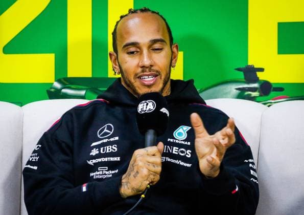 Entrevista coletiva pilotos GP Brasil F1 SÃO PAULO, SP - 02.11.2023: ENTREVISTA COLETIVA PILOTOS GP BRASIL F1 - Drivers hold a press conference, PK, Pressekonferenz to talk about expectations for the Formula 1 Rolex Grand Prix of São Paulo 2023, this Thursday afternoon (02), at the Interlagos race track, south of the capital. In the photo, Lewis Hamilton 44, MERCEDES. (Photo: Aloisio Mauricio Fotoarena) x2455957x  AloisioxMauricio