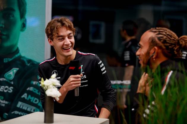 63 George Russell GBR, Mercedes AMG Petronas F1 Team , 44 Lewis Hamilton GBR, Mercedes AMG Petronas F1 Team , F1 Grand Prix of Brazil at Autodromo Jose Carlos Pace on November 2, 2023 in Sao Paulo, Brazil Photo by HOCH ZWEI Sao Paulo Brazil