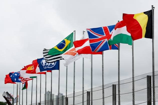 Flags during the 2023 Formula 1 Rolex Grande Premio de Sao Paulo, 20th round of the 2023 Formula One World Championship, WM, Weltmeisterschaft from November 3 to 5, 2023 on the Autodromo JosÃ Carlos Pace, in Sao Paulo, Brazil - F1 - SAO PAULO GRAND PRIX 2023 DPPI Panoramic  00123044_F12023GP21BRA_JK227242
