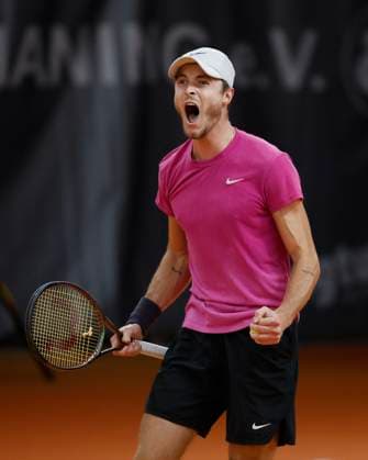 Rudolf Molleker cheers after the victory, jubilation, joy, emotion, Mens Singles Tennis Wolffkran Open ATP Challenger TC Ismaning Ismaning Bavaria Germany 3 November 2023 Â Copyright: xJuergenxHasenkopfx