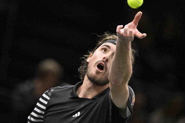 Tennis - Rolex Paris Master 2023 - Stefanos Tsitsipas - Grece TENNIS : Rolex Paris Master 2023 - France - 03 11 2023 ChrysleneCaillaud Panoramic 